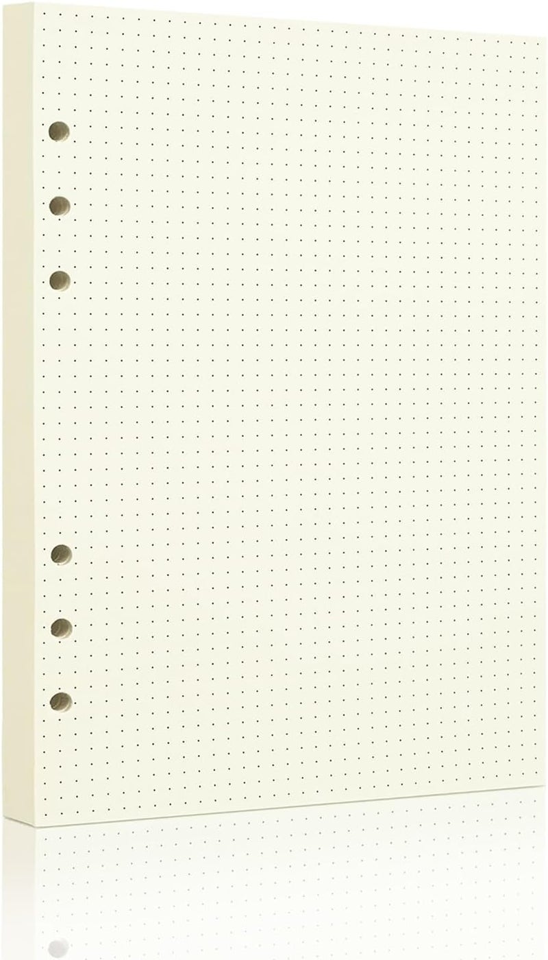 Mafegu A5 Dot Grid Paper, 100GSM A5 Dotted Refill Paper for 6 Ring Refillable Binder/Planner/Diary Journals/Painting -Dotted Pages,80 Sheets/160 Pages (Beige-Dot Grid-A5) - Image 1